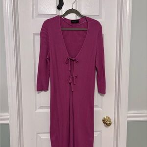 Lane Bryant Fuchsia Ribbed Knit Duster